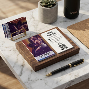 Tarjeta De Visita Moderno entrenador personal Fitness Photo QR Code