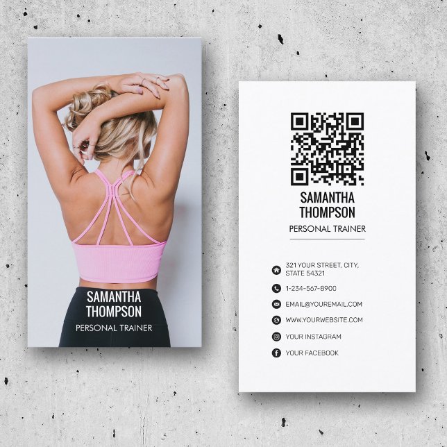 Tarjeta De Visita Moderno entrenador personal Fitness Photo QR Code (Subido por el creador)