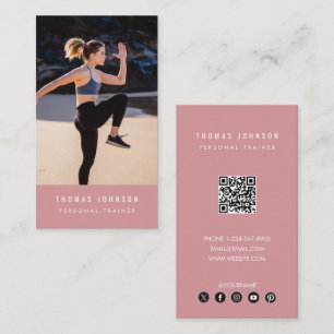 Tarjeta De Visita Moderno entrenador personal Fitness Photo QR Códig