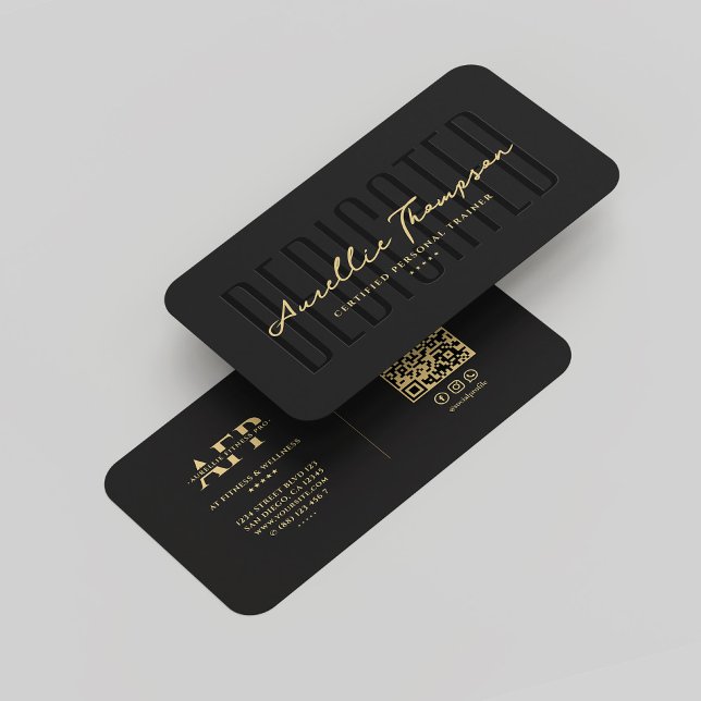 Tarjeta De Visita Moderno entrenador personal Fitness Wellness Negro (Modern Personal Trainer Fitness Wellness Black Business Card
)