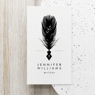 Tarjeta De Visita Moderno escritor mínimo Autor Quill Feather Pen