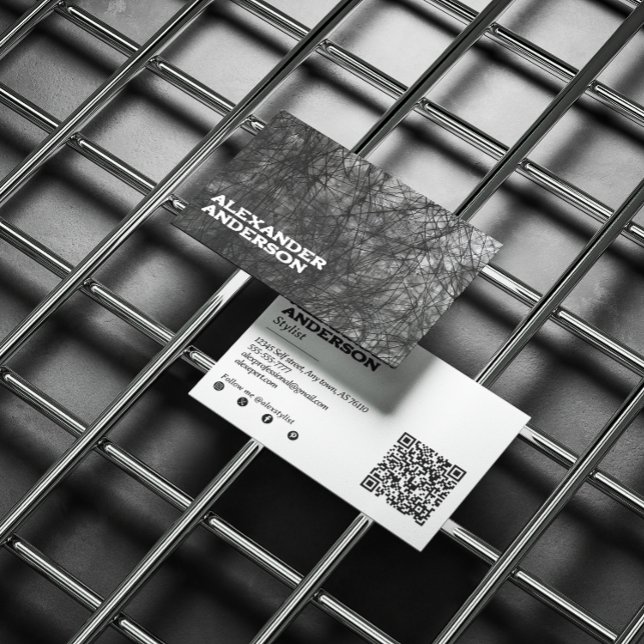 Tarjeta De Visita Moderno escrúpulo negro profesional mínimo (Modern Minimal Professional Black Scribble Business Card)