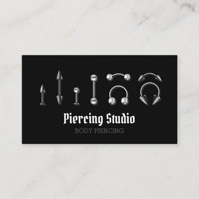 Tarjeta De Visita Moderno especialista en Piercing (Anverso)