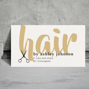 Tarjeta De Visita Moderno Estilista de Cabello Marrón Dorado Pastel
