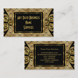 Tarjeta De Visita Moderno estilo Art Deco Oro Negro 1930