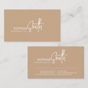 Tarjeta De Visita Moderno Estilo Boho Crema Beige Escritura a Mano