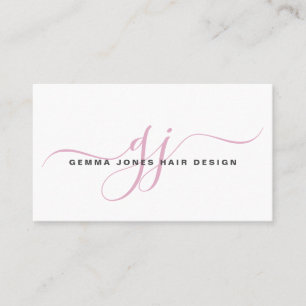 Tarjeta De Visita Moderno estilo de cabello guion rosado Monograma b
