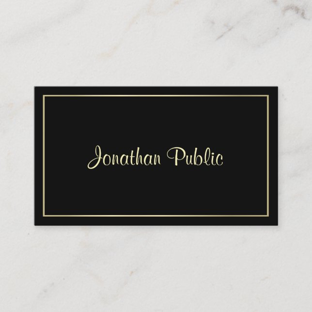 Tarjeta De Visita Moderno estilo dorado diseño negro elegante creati (Anverso)