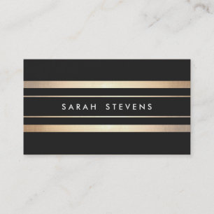 Tarjeta De Visita Moderno estilo Guay Black and Gold Striped