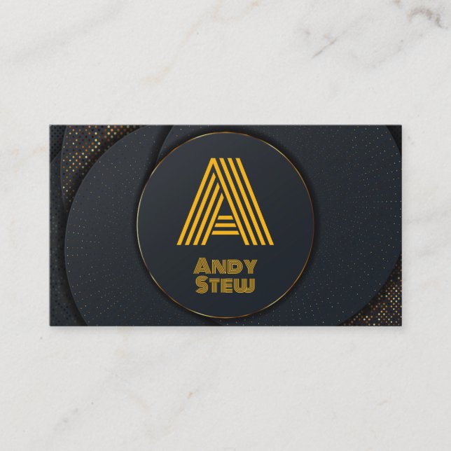Tarjeta De Visita Moderno estilo Minimalista dorado (Anverso)