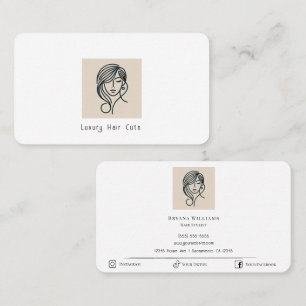 Tarjeta De Visita Moderno estilo pelo Beige beis blanco Minimalista