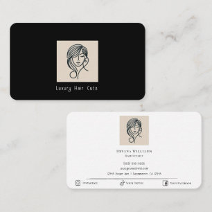 Tarjeta De Visita Moderno estilo pelo Beige beis blanco Minimalista