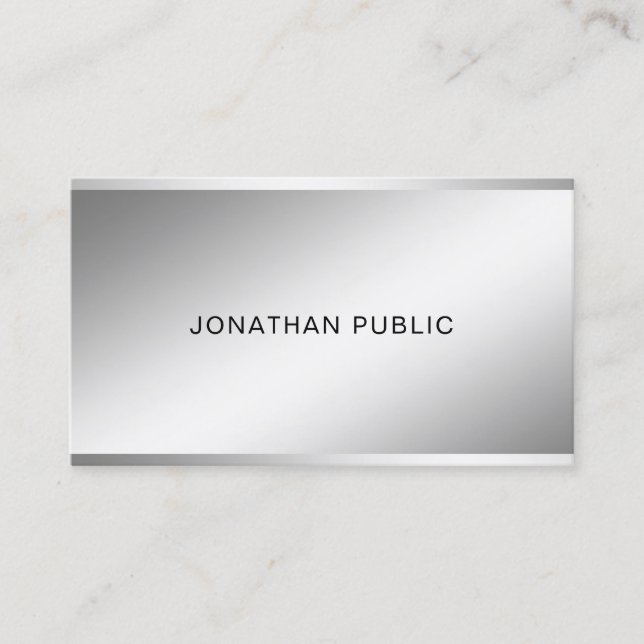 Tarjeta De Visita Moderno estilo Plata Diseño Profesional Superior (Anverso)