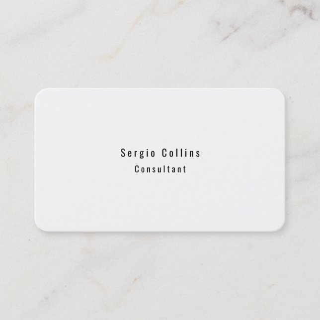 Tarjeta De Visita Moderno estilo sencillo blanco sencillo Minimalist (Anverso)