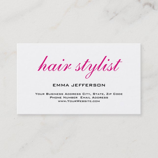 Tarjeta De Visita Moderno estilo sencillo de cabello blanco (Anverso)