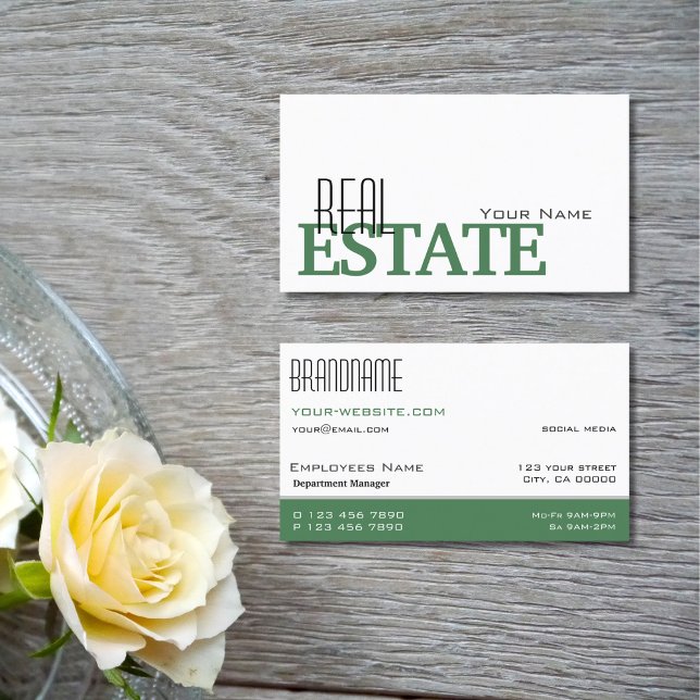 Tarjeta De Visita Moderno estilo verde blanco simple y profesional (Subido por el creador)