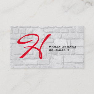 Tarjeta De Visita Moderno estilo Wall Stones Red Monograma Profesion