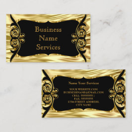 Tarjeta De Visita Moderno Estiloso Negocio Deco Oro Negro