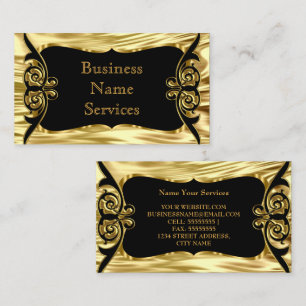 Tarjeta De Visita Moderno Estiloso Negocio Deco Oro Negro