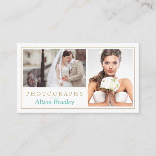 Tarjeta De Visita Moderno estudio de fotografía Boda elegante (Anverso)
