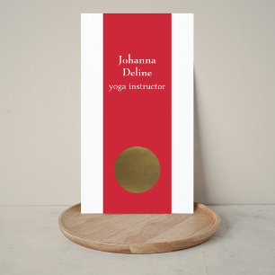 Tarjeta De Visita Moderno estudio de Yoga Sencillo Rojo Faux Cooper