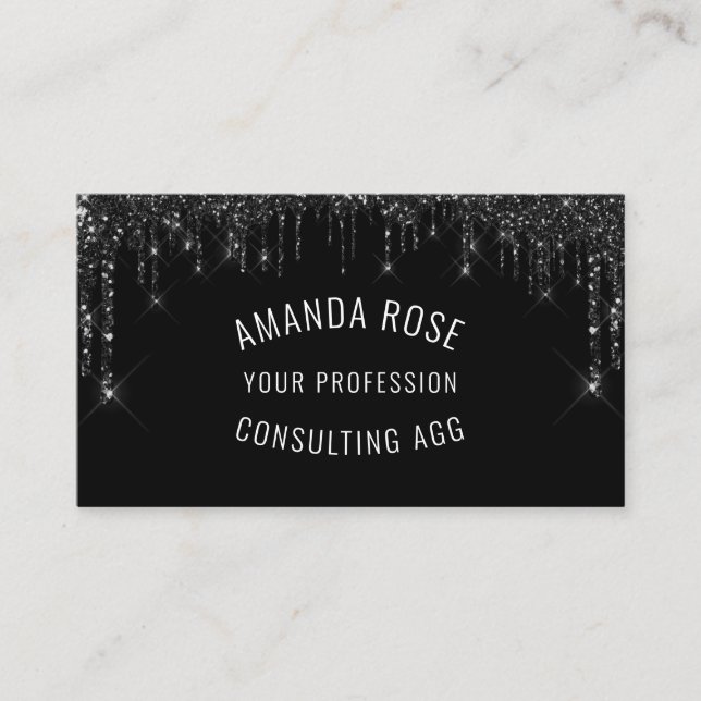 Tarjeta De Visita Moderno evento de maquillaje profesional Black Dri (Anverso)