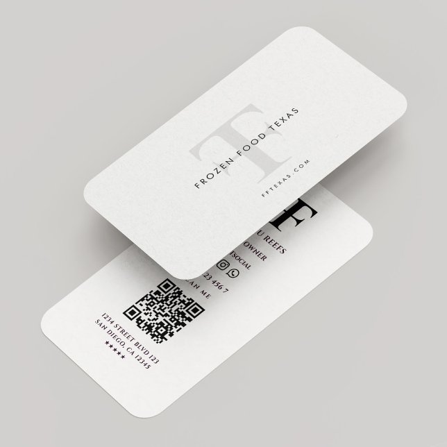 Tarjeta De Visita Moderno F T Minimal Logo Company Blanco negro (Modern F T Minimal Logo Company Black White Business Card
)