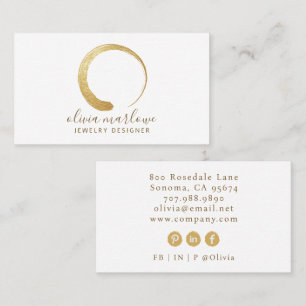 Tarjeta De Visita Moderno Faux Gold Circle Logo Jewelry Designer