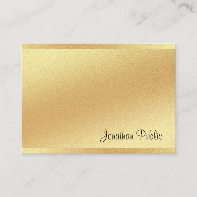 Tarjeta De Visita Moderno Faux Gold Hand Script Profesional Elegante (Anverso)