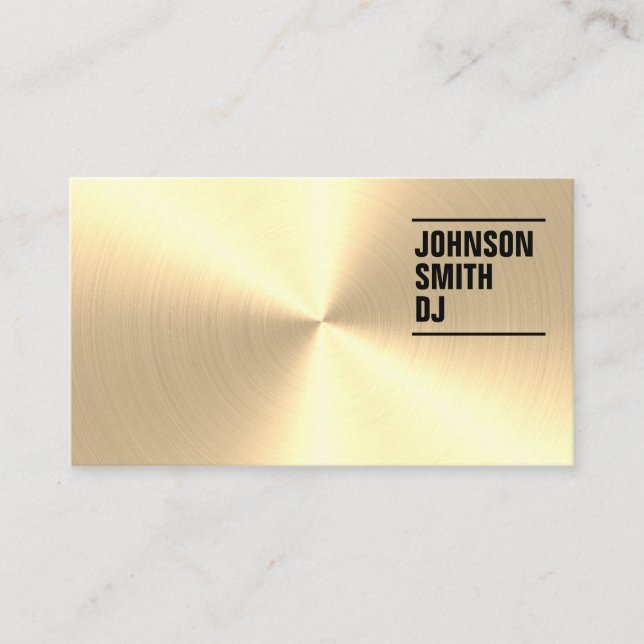 Tarjeta De Visita Moderno Faux Gold Metallic DJ (Anverso)