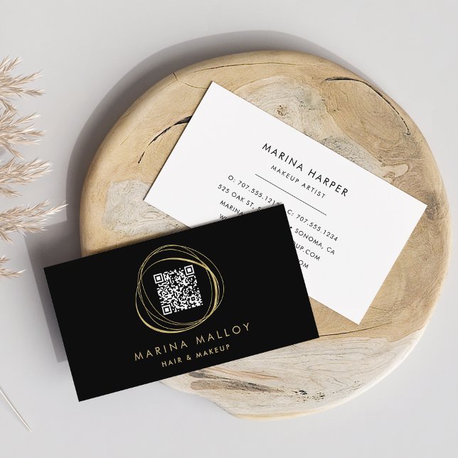 Tarjeta De Visita Moderno Faux Gold Resumen Círculo QR Código (Subido por el creador)