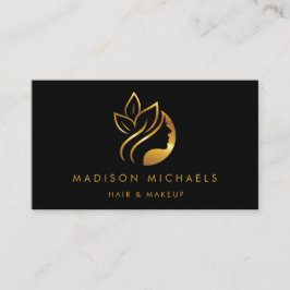 Tarjeta De Visita Moderno Faux Gold Resumen maquillaje de pelo