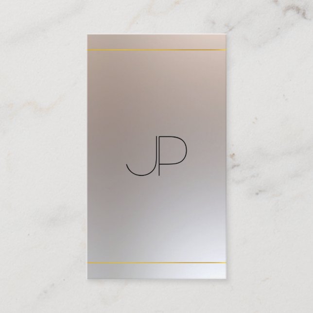Tarjeta De Visita Moderno Faux Gold Silver Monograma Profesional (Anverso)
