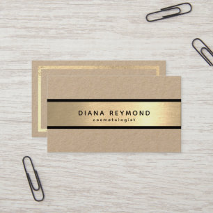 Tarjeta De Visita Moderno Faux Gold Stripe Premium Kraft