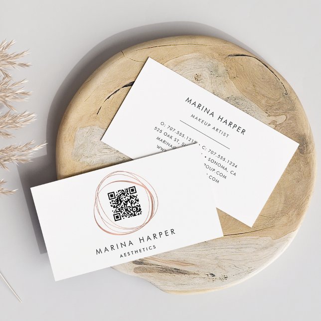 Tarjeta De Visita Moderno Faux Rosa Gold Resumen Código QR (Subido por el creador)