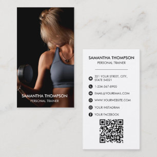 Tarjeta De Visita Moderno Fitness Full Photo Social Media Influencer