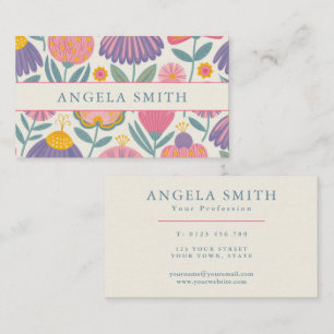 Tarjeta De Visita Moderno Floral Boho Brillante
