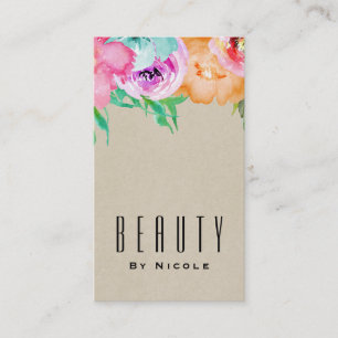 Tarjeta De Visita Moderno Floral Brillante Marrón Kraft Glam Chic Ca