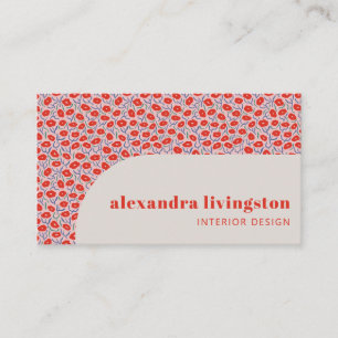 Tarjeta De Visita Moderno floral rojo escandinavo creativo