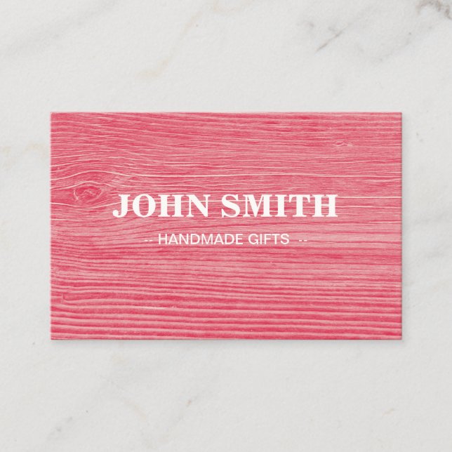 Tarjeta De Visita Moderno fondo rústico de madera rosa (Anverso)