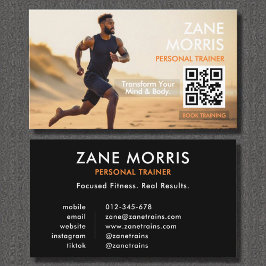 Tarjeta De Visita Moderno formador de fitness Foto Código QR