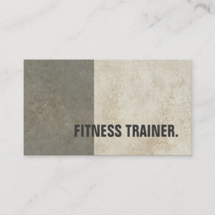 Tarjeta De Visita Moderno formador de fitness gris en pared de piedr