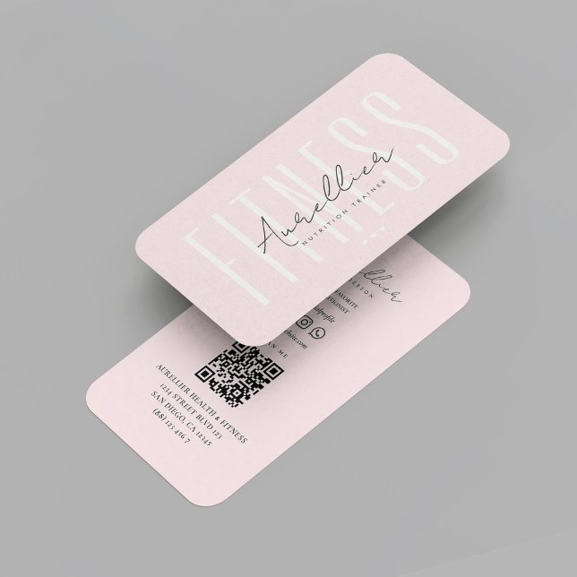Tarjeta De Visita Moderno formador personal Dietista de fitness Rosa (Modern Personal Trainer Fitness Dietician Nutritionist Pink Business Card
)