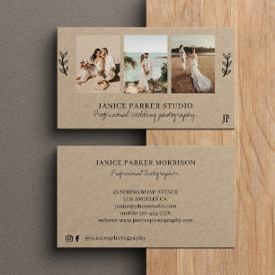Tarjeta De Visita Moderno fotógrafo de 3 collages de fotos boda kraf