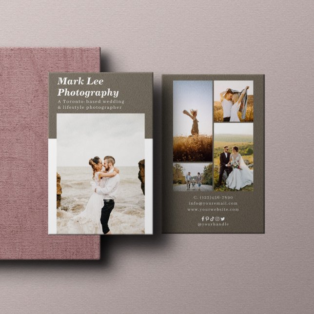 Tarjeta De Visita Moderno fotógrafo de 4 Collages de fotos mínimo (Subido por el creador)