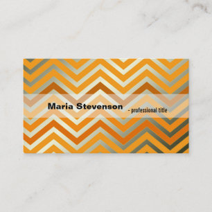 Tarjeta De Visita Moderno, fresco chevron dorado y gris brillante