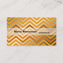 Tarjeta De Visita Moderno, fresco y brillante chevron dorado y gris