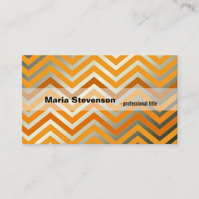 Tarjeta De Visita Moderno, fresco y brillante chevron dorado y gris (Anverso)
