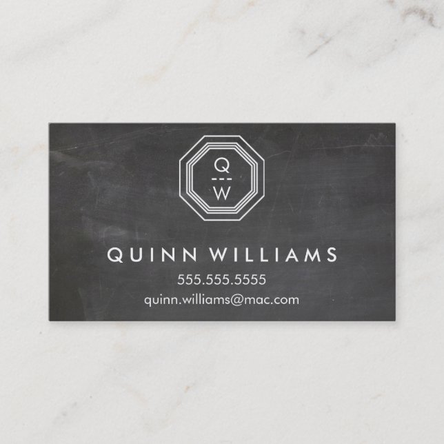 Tarjeta De Visita MODERNO GEO MONOGRAM octogón forma geométrica gris (Anverso)