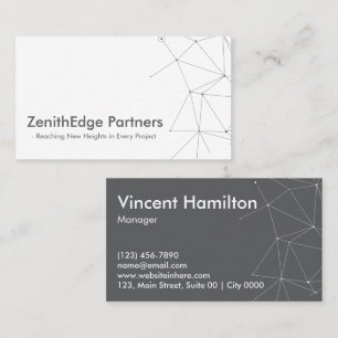 Tarjeta De Visita Moderno Geométrico ZenithEdge Partners Elegante Mi